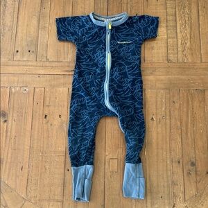Bonds Wondersuit blue wave zip front short sleeve pajama romper 12-18 months